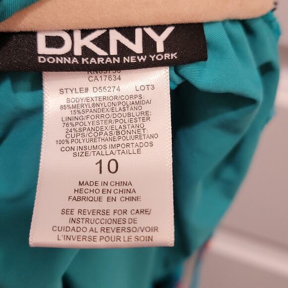 NWT DKNY Ruffle Bandeau Maillot Swimsuit in Lagoon, 10 - Picture 8 of 9